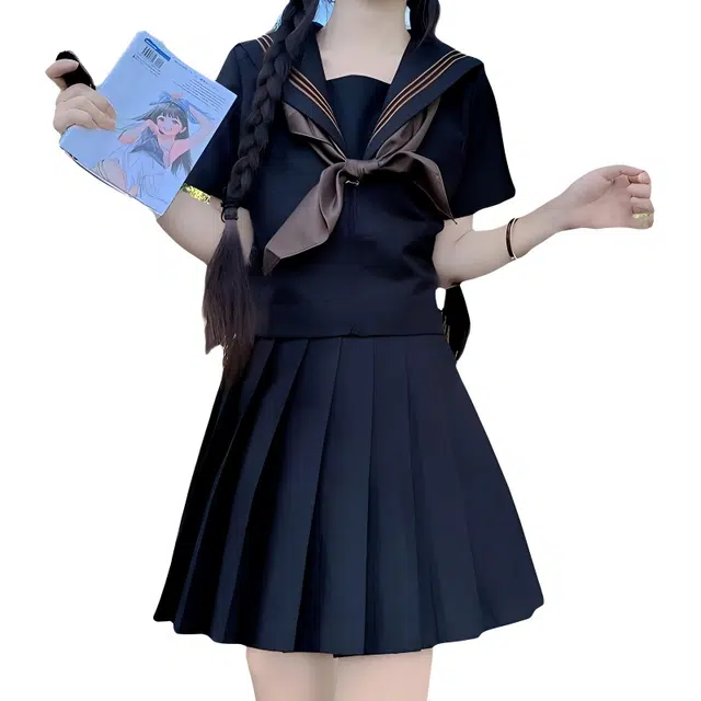 淑好百 水手服日系校供半身裙学生短裙学院风短袖制服 女款