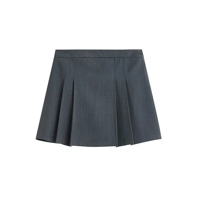 茵曼 时尚通勤百褶休闲短裙 女款 贵族灰