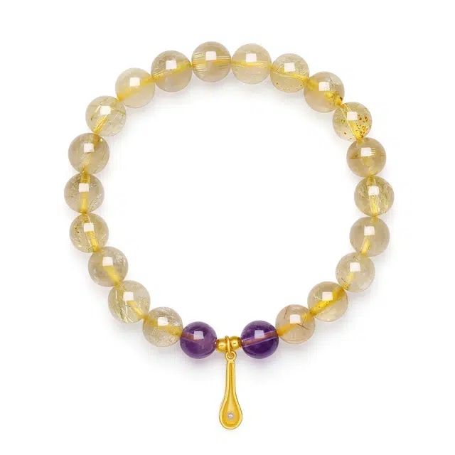 翠雅金楼 招财进宝时来运转八方来财手饰 小勺子寓意财运发达暴富#好运天然 黄水晶 手串 女款