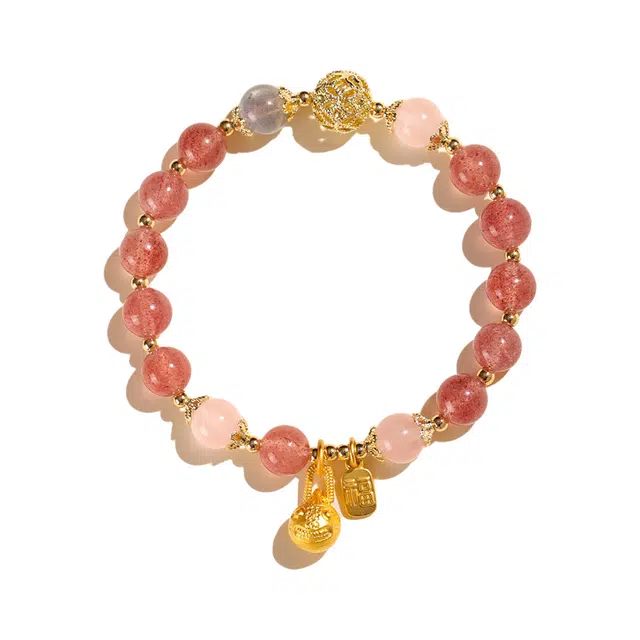 饰之颜 春夏物语新中式时尚高级感 吞金兽福牌天然 黄水晶 手串 男女同款情侣款