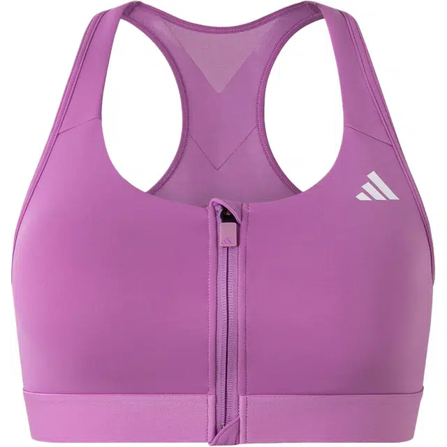 adidas Powerreact Medium-Support Zip Bra Logo