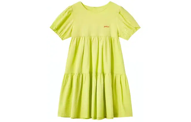 英氏 纯色圆领套头短袖儿童连衣裙 儿童款 活力绿