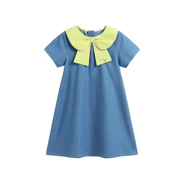【黑科技凉感速干】英氏儿童连衣裙 儿童款 撞色大蝴蝶结透气显瘦裙装