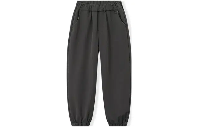 梦特娇 童装 纯色束脚松紧腰休闲裤 男童女童 碳灰