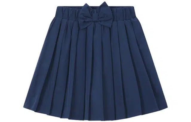 梦特娇 童装 纯色蝴蝶结百褶半身裙 女童