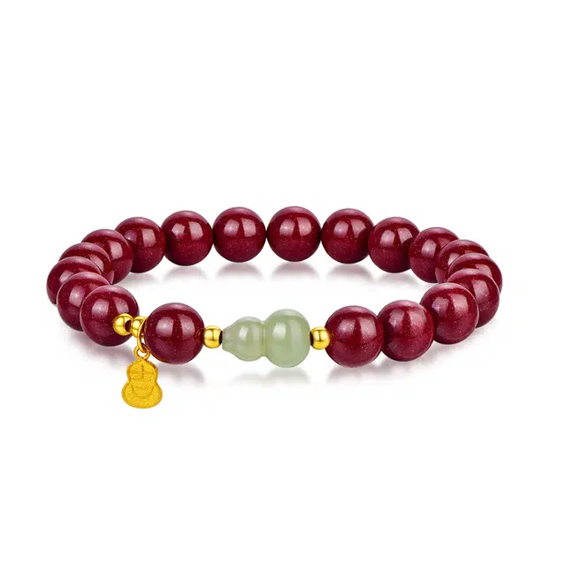 金六福吉祥 吉祥如意诸事顺遂 新中式国潮本命年典雅风格再造辰砂 朱砂 手串 男女同款情侣款