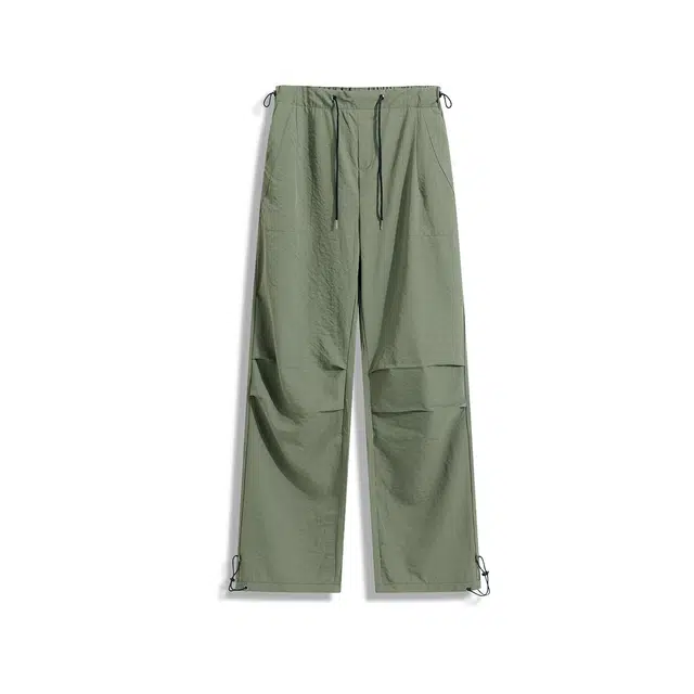 欧路得 美式褶皱速干薄款军绿色工装宽松直筒休闲裤 男款