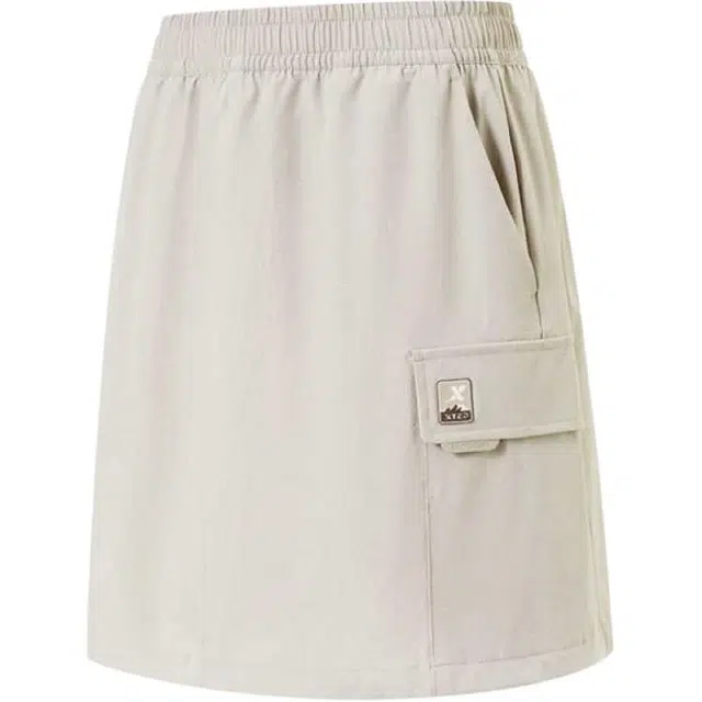 特步 综训系列运动生活系列 纯色中腰透气百搭柔软休闲长裙 女款 糯冰棕