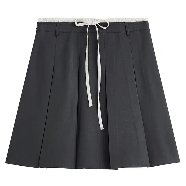 茵曼 撞色百褶裙活力网球裙半身裙休闲短裙 女款