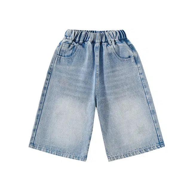 浪莎 时尚休闲舒适柔软五分裤牛仔裤 大童 蓝色