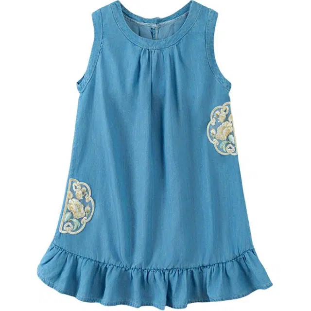 蓝精灵 圆领套头舒适休闲无袖连衣裙 儿童款 蓝色