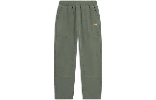 李宁儿童 童装 运动生活系列 纯色中腰直筒休闲裤 男童 灰军绿