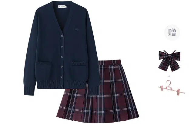 东鲸岁时记 超好看复古高级感舒适开衫上衣经典格子百褶短裙制服 女款