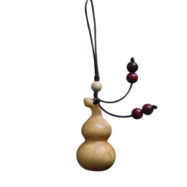 天纵 招财小葫芦文玩手工艺品挂饰   新中式国风平安福禄包包转运手机链 随身把玩盘玩吉祥物 黄杨木 把件挂件 男女同款情侣款