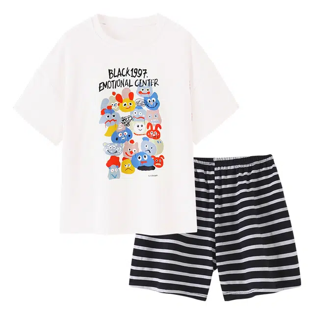 顶瓜瓜 舒适透气休闲大码可外穿带胸垫睡衣套装 女款 图片色