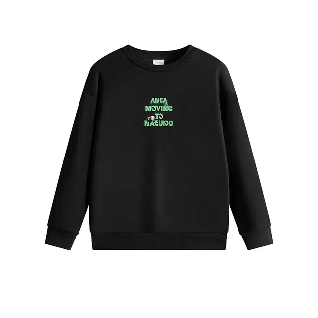 安踏儿童 字母卡通动漫圆领舒适透气运动卫衣 梦幻黑青少年
