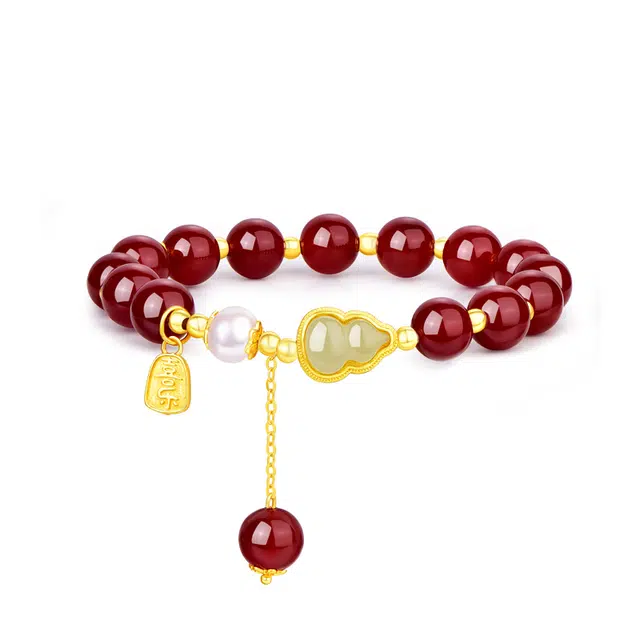 【玉葫芦福平安】 金六福吉祥 鸿运福禄双全诸事顺意吉祥如意招财纳福福运连绵 中式流苏设计显白本命年美好寓意#好运天然 玛瑙 手串 女款