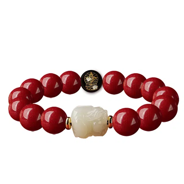 【成功·上岸】 千玺世家 新潮风招财貔貅转运纳福化解原创轻奢小众设计再造辰砂 朱砂 手串 男女同款情侣款