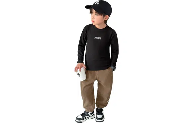 左西 童装 抗菌字母印花圆领套头长袖针织衫 男童