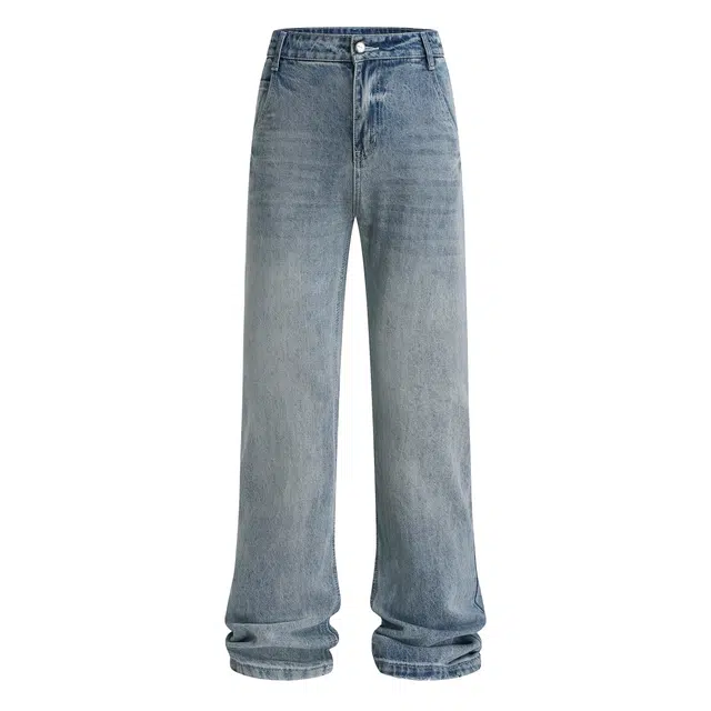 帝狼牛 美式高街日常通勤百搭休闲阔腿牛仔裤 男女同款