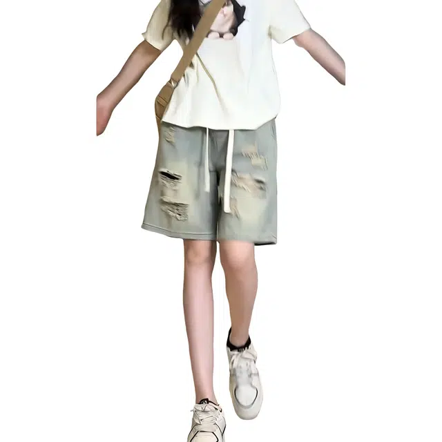 哲源 美式高街百搭痞帅时尚潮流通勤舒适宽松百搭五分牛仔短裤 男女同款