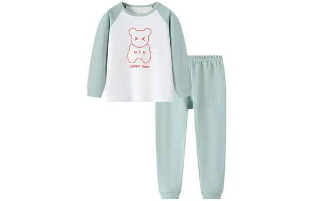 梦特娇 童装 印花上衣纯色下装保暖套装 女童 白绿红熊