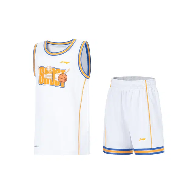 李宁儿童 运动篮球系列 字母印花吸汗舒适宽松比赛字母适中儿童运动套装 夏通用 儿童款