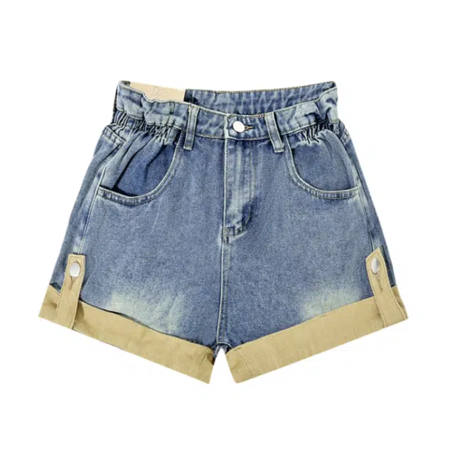 木清清 拼接美式复古牛仔短裤 女款 图片色