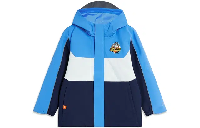 李宁儿童 撞色连帽反光宽松三合一运动风衣 儿童款 浅钴蓝