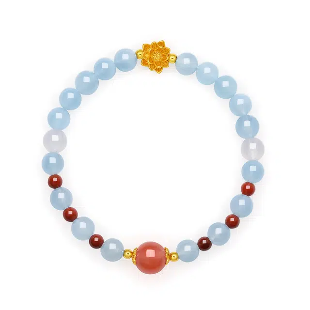 翠雅金楼 新中式国潮富贵莲花纳福 精致百搭清冷感通勤 玛瑙 手串 女款