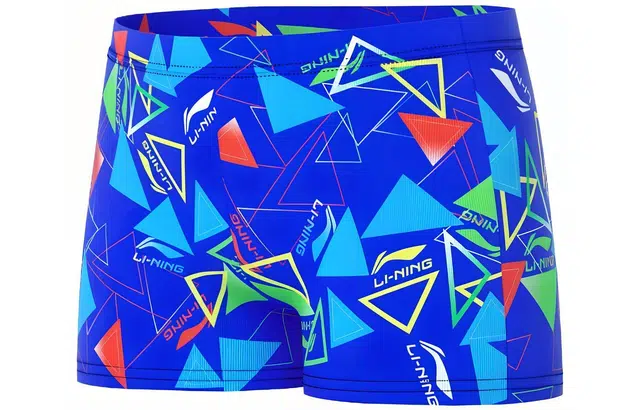 李宁儿童 几何图案满印平角泳裤 儿童款 彩兰花色