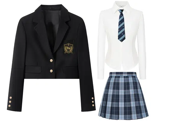 九条喵 长袖西装学院风衬衫舒适百褶裙制服 女款