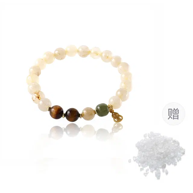 克兰茜 招财纳福 福禄黄晶转运圆珠串 新中式国风小众轻奢高级感设计 时来运转能量加持日常精致百搭 精美礼盒 好运 黄发晶 手串 女款