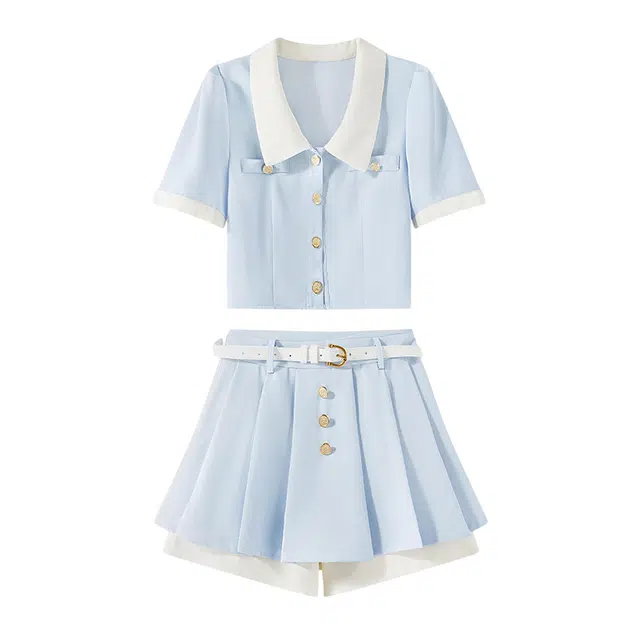 怪力萝莉 裙子小香风温柔系炸街奶乖茶系穿搭搭配一整套裙装套装 女款 蓝色