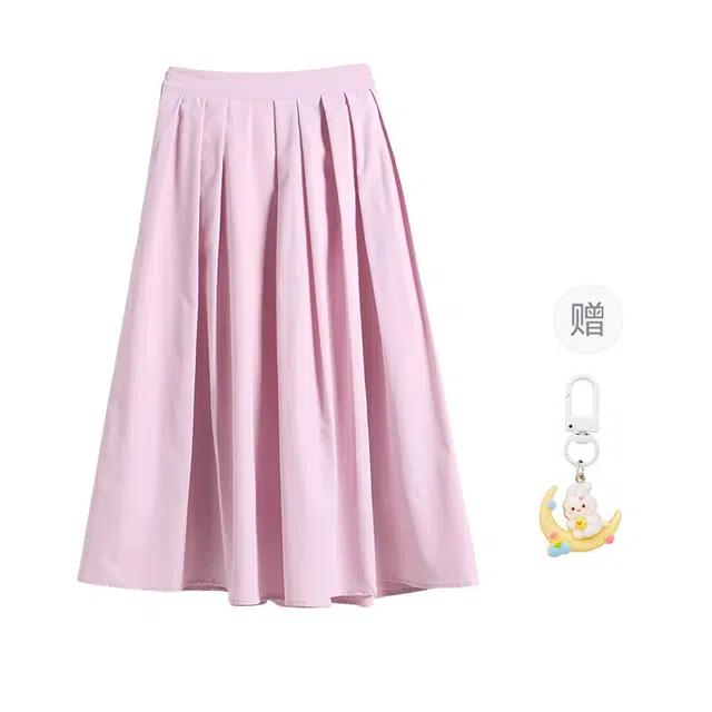 柏黛妃 半身小众高腰减龄百搭休闲长裙 女款 粉色+赠品