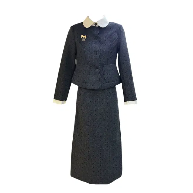 涂诗菲 法式小香风娃娃领外套直筒半身裙两件套裙装套装 女款 灰色