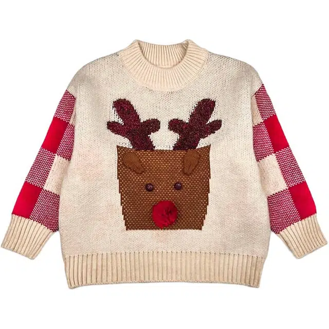 雅鹿 卡通舒适柔软百搭毛衣 图片色 儿童款