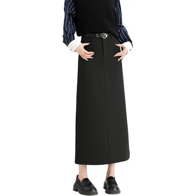 法文箱子 纯色时尚简约舒适百搭半身休闲长裙 女款