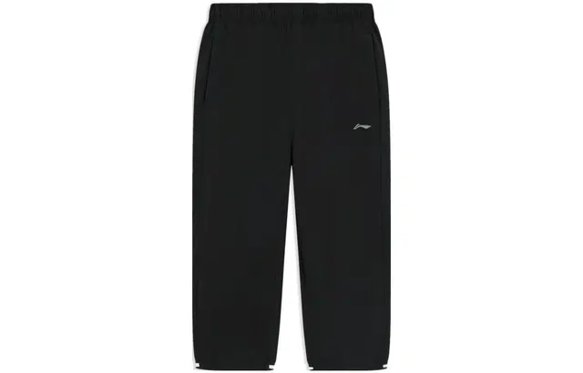 李宁儿童 童装 跑步系列 纯色松紧腰束脚反光速干七分运动裤 男童 黑色