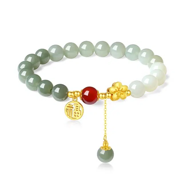 【桃夭灼华】 潮宏基 桃花 新中式国风 轻奢小众高级设计感 精致优雅有质感 年轻时尚有气质 简约百搭天然 玉髓 手串 女款