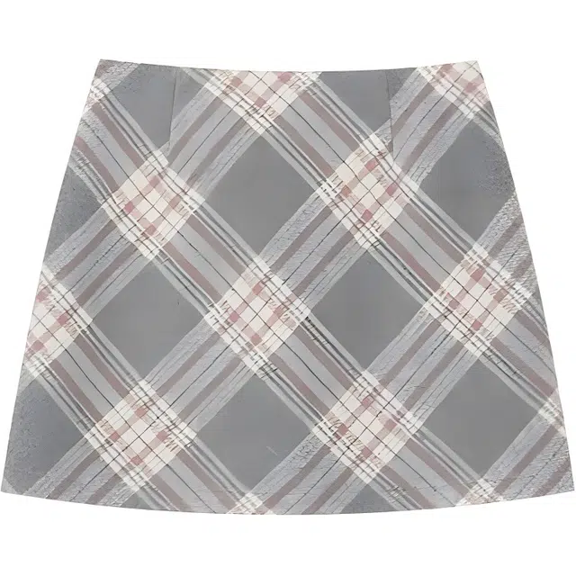 哒头下雨不愁 复古气质格纹高腰休闲短裙 女款 粉色