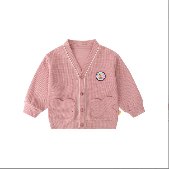 中小童 嘟嘟家 卡通造型口袋华夫格开衫婴幼儿外套