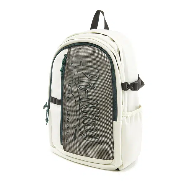 李宁儿童 网球 大容量多隔层休闲百搭简洁反光双肩 聚酯纤维 童包 常规 青少年 米白色