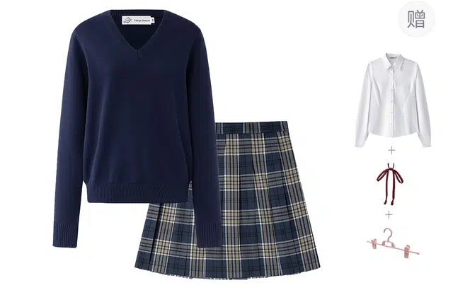 东鲸岁时记 学院风纯色毛衣半身裙套装制服 女款