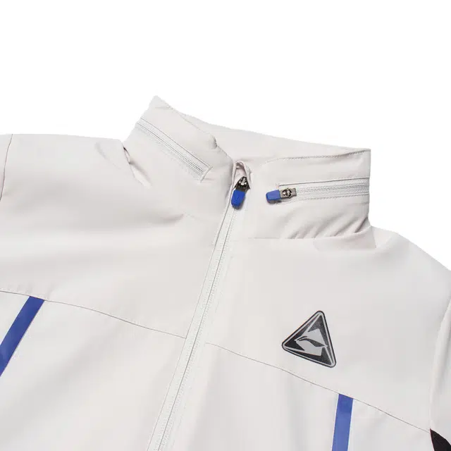 李宁儿童 拼色反光运动连帽长袖夹克 儿童款 风铃灰