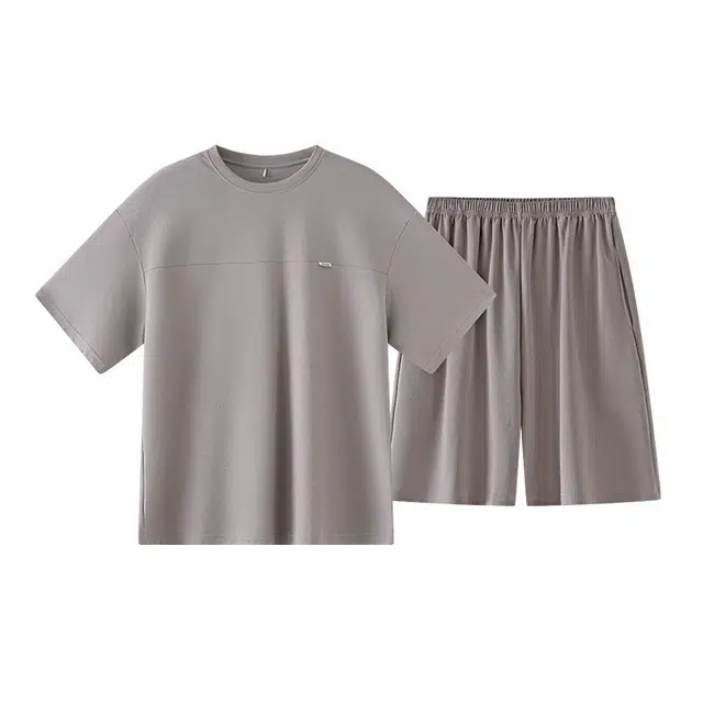 潞优野 短袖薄款简约宽松可外穿家居服夏季睡衣套装 男款