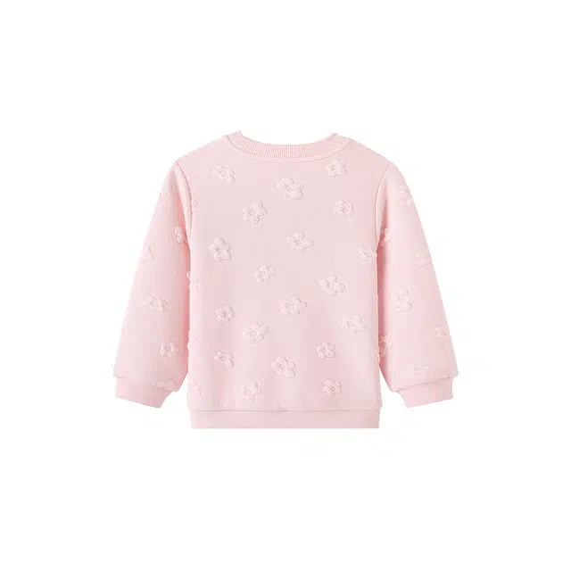 英氏 圆领舒适亲肤纯色简约长袖卫衣 甜粉桃中小童