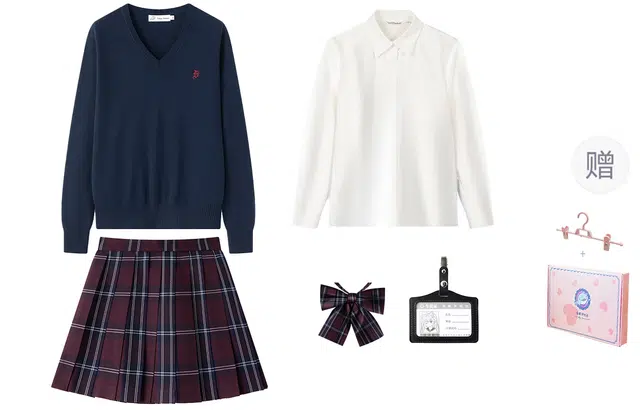 东鲸岁时记 慵懒风宽松高级感学院风舒适套头针织衫长袖衬衫经典格子百褶短裙制服 女款