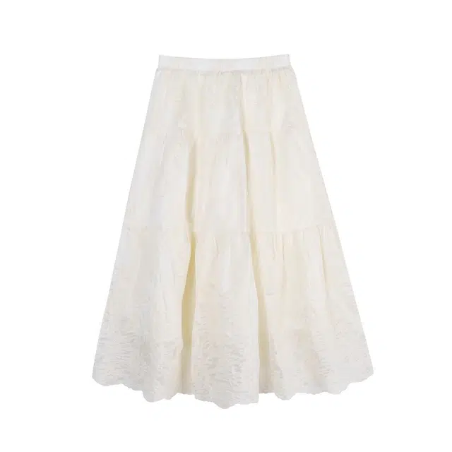 涂诗菲 法式重工刺绣大摆围蓬蓬含内衬半身休闲长裙 女款 图片色