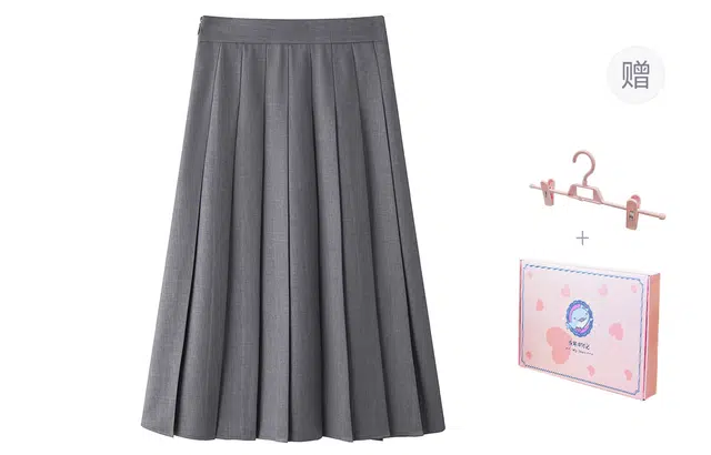 东鲸岁时记 学院风日系纯色百褶裙中长款休闲长裙 女款 灰色